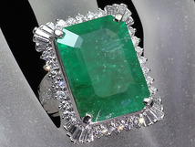 5793ST【1円～】新品【RK宝石】≪Emerald≫ 豪華絢爛!! 天然エメラルド 超特大17.00ct!! 極上ダイヤモンド 総計1.47ct! Pt900 超高級リング_画像5