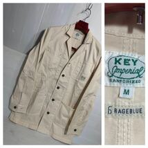 KEY Imperial SANFORIZED キー　× RAGEBLUE レイジブルー　レイルロード　カバーオールジャケット　エンジニア　ワークコート　白　M_画像1