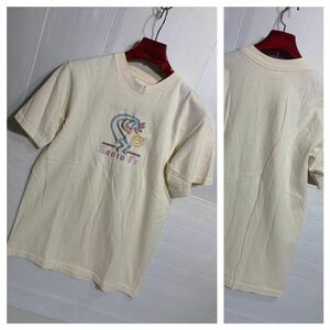 90's ヴィンテージ SANTA FE サンタフェ　マルチカラー刺繍　ココペリ　半袖　Tシャツ　S クリーム　ネイティブアメリカン　インディアン
