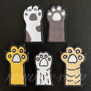 猫の手足 刺繍 アイロン ワッペン セット 5P ハンドメイド 材料 アップリケ