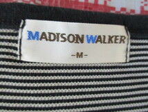 ★ MADISON WALKER メンズ 半袖ボーダーシャツ グレー×黒（M)_画像8