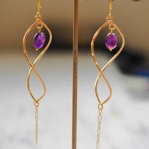 アメジスト原石 デザイン SV ピアス