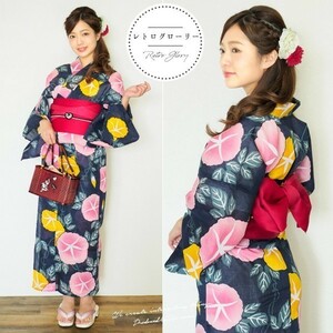 ★高級変わり織★紺の朝顔古典麗し浴衣★古典柄新品 呉服店購入★優美上品ゆかた