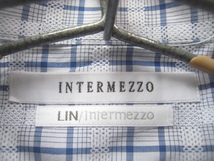 美品!!インターメッツォ INTERMEZZO*爽やかチェック柄長袖ボタンダウンシャツ M 白×紺 D'URBAN ダーバン_画像4