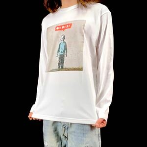 新品 未使用 BANKSY バンクシー 泣く男の子 SNS インスタ いいね フォロー 正体不明 アーティスト ロンT 長袖Tシャツ ユニセックス Sサイズ