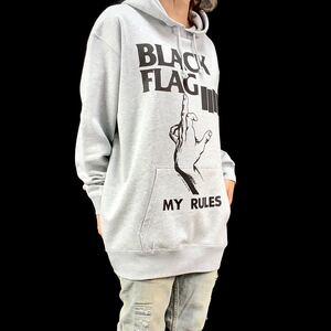 新品 ブラックフラッグ BLACK FLAG MY RULES ハードコア ロック アート ビッグ プリント オーバーサイズ パーカー XXXLサイズ ユニセックス