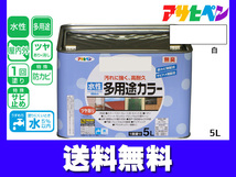 アサヒペン 水性多用途カラー 5L 白 塗料 ペンキ 屋内外 1回塗り 耐久性 外壁 木部 鉄部 サビ止め 防カビ 無臭 送料無料_画像1