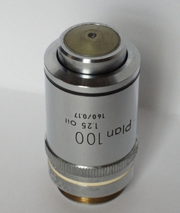 Microscope Japan　品質保証　返品可　 ニコン　生物顕微鏡用 対物レンズ　CF Plan 100 Oil 1.25　160/0.17　中古　Nikon