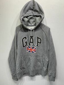 【人気】GAP/ギャップ　パーカー　メンズSサイズ　 灰/グレー　ビッグロゴ　ユニオンジャック　イギリス　国旗　　　K1790