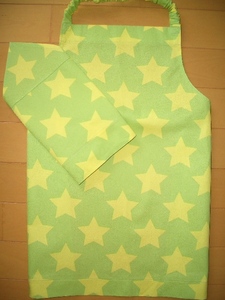 * hand made apron 2 point set 120 rom and rear (before and after) star pattern yellow * yellow green color *