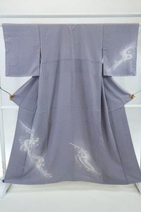 [ free shipping ] unused goods tsukesage attaching lowering length 155.5cm sleeve length 63cm wistaria color gray Sakura tanzaku stylish silk . brand new m-3201