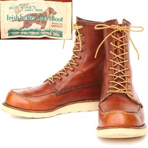 (27539) прекрасный товар хорошая вещь 1978 год производства REDWING877 Red Wing 10D примерно 28cm(10 дюймовый старый собака квадратное стежок 4 угол собака бирка AMERICA квадратное собака Vintage 70 годы 