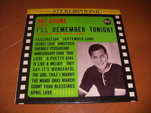 ●即決！LP：PAT BOONE I'LL REMEMBER TONIGHT パット・ブーン、映画主題歌を歌う 第2集：ペラジャケ