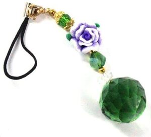  purple color. rose flower suncatcher bag charm strap top ( green ) 1 pcs (n2-35G)