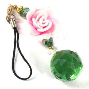  pink rose suncatcher charm strap (n2-36G)