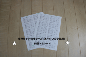 ☆産卵セット管理ラベル(オオクワガタ専用)☆ 昆虫ラベル 1シート10面×2シート