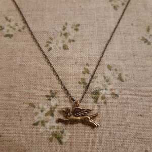  angel. Dux necklace * gold old beautiful × antique Gold # Angel Dux fndo dog 