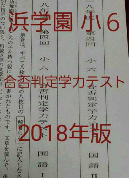 浜学園　小６　2018年版　合否判定学力テスト　中学受験　難関　最難関　