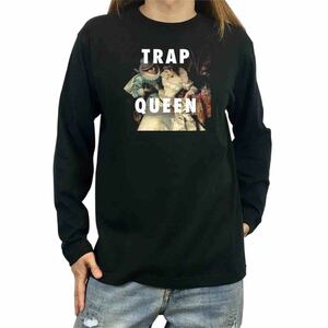 新品 ピオリッチ 贈り物 TRAP QUEEN 絵画 中世アート メッセージ ロンT 長袖 Tシャツ XS S M L XL ビッグ オーバーサイズ XXL~4XL パーカー