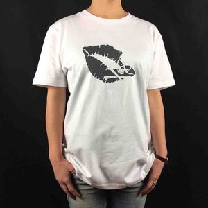 新品 セクシー KISS キスマーク 唇 ドクロ スカル ステンシル アート Tシャツ S M L XL ビッグ オーバー サイズ XXL~5XL ロンT パーカー 可