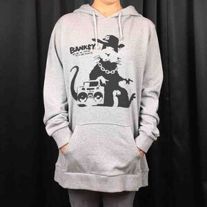 新品 ビッグ プリント BANKSY バンクシー ネズミ ラッパー HIPHOP ヒップホップ パーカー XS S M L XL オーバー サイズ XXL Tシャツ ロンT