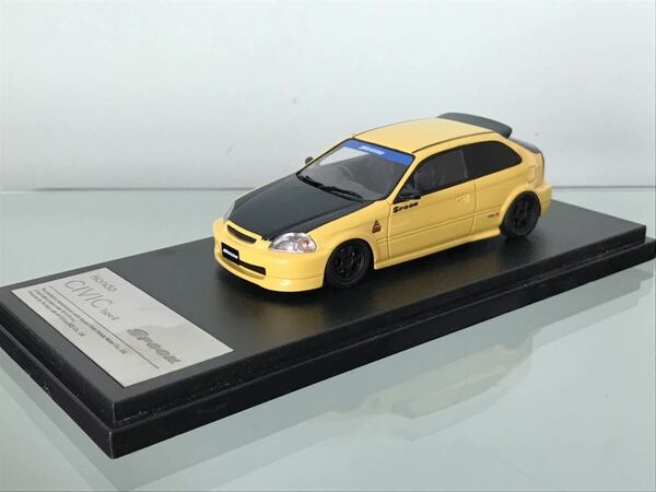 送料無料　1/43 ホンダ　シビック　タイプR EK9 スプーン　イエロー　ミニカー　ハイストーリー　HI STORY HONDA CIVIC TYPE R SPOON