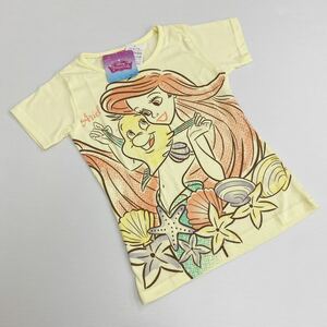 新品14124　アリエル　黄色イエロー半袖Tシャツ　フランダー140㎝半袖プリントＴシャツディズニー女の子キッズジュニア通学遊び着パジャマ