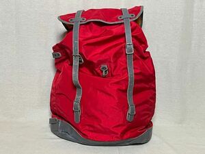 [ Vintage ] backpack high capacity rucksack leather × nylon × canvas firmly did making red red backpack Vintage 