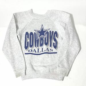 ■ 子供用 90s USA製 Hanes DALLAS ダラス COWBOYS カウボーイズ ロゴプリント ラグラン スウェット トレーナー 古着 サイズM（10-12） ■