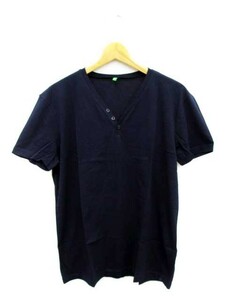 -[ used / beautiful goods ]UNITED COLORS OF BENETTON Benetton T-shirt cut and sewn cotton short sleeves L/G navy blue navy men's *G8