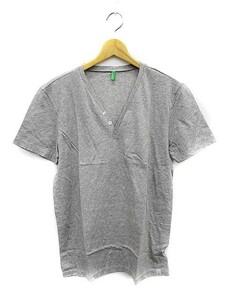 ∞【美品】ユナイテッド カラーズ オブ ベネトン UNITED COLORS OF BENETTON Tシャツ カットソー コットン 半袖 L/G グレー メンズ □G8