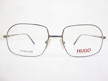 ∞【デッドストック】HUGO BOSS ヒューゴボス 眼鏡 メガネフレーム HG15547 53[]16-140 チタン ガンメタリック フルリム 日本製 □H8_画像1