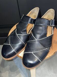 f.lli giacomettig LUKA business shoes strap sandals size43 navy wrinkle leather jakometi