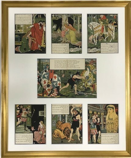 【特価】　＊100年前の絵本箱＊　 ≪ 　ウォルター　クレイン　 ≫　 アンティーク多色石版画　VALETINE AND ORSON　 1897年　WALTER CRANE