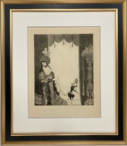 【特価】　≪ 　オーブリー・ビアズリー 　≫ 　 オリジナル エングレービング 　 THE LADY WITH THE MONKEY 　1901年 　AUBREY BEARDSLEY