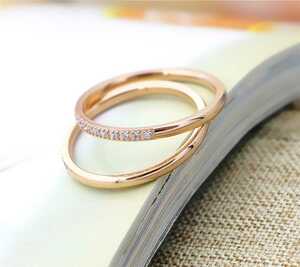  stainless steel ring small half kila ring pink gold ring ring stainless steel ring metal allergy correspondence 