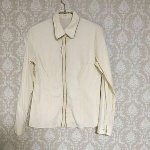  L planet cotton long sleeve shirt unbleached cloth . tea. piping . wonderful size 38 ELLE PLANETE beautiful goods 