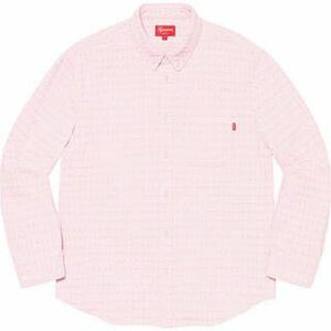 美中古 Supreme 20SS Jacquard Logos Denim Shirt pink Sサイズシュプリーム ジャガード ロゴデニムシャツ 1円スタート 売り切り 送料無料