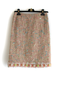  Chanel CHANEL beige * multicolor * tweed * skirt F34(F38. person .)