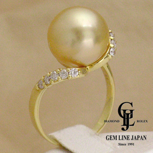 K18 natural Golden pearl 10.9mm ring 