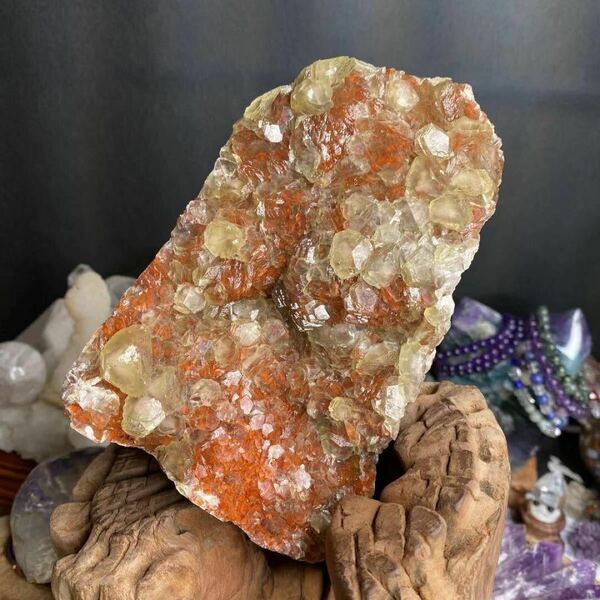 カルサイトクラスター 共生 銅鉱 虹入り パワーストーン原石 鉱石標本 天然石