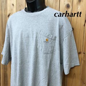 carhartt◇カーハート 半袖Tシャツ ポケットTシャツ トップス グレー 大きいサイズ ワーク ストリート アメカジ USA古着 メンズ2XL