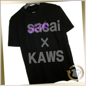 60■21AW sacai×KAWS Flock Print T-Shirt BLACK×PURPLE 1 即完売 サカイ カウズ SK210816106