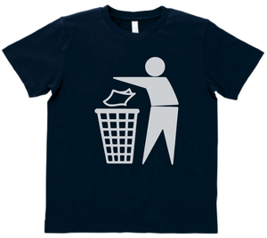 おもしろ　Tシャツ　ゴミはゴミ箱へ　ネイビー　MLサイズ　送料無料　ｈ458