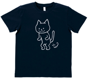 おもしろ　Tシャツ　ネコのおなら　ネイビー　MLサイズ　送料無料　ｈ734