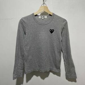 ☆送料無料☆PLAY COMME des GARCONS☆長袖Tシャツ☆グレー☆ブラックハート☆S☆AZ-T119☆d２２