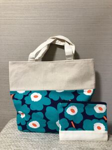 ハンドメイド トートバッグ ポーチ付き 北欧 花柄