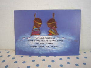 ◎*。ヴィンテージ グリーティングカード クリスマス インディアン 男の子 女の子 No.588(検:アンティーク。*◎, 印刷物, 絵はがき、ポストカード, その他