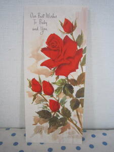 ◎*。ヴィンテージ　グリーティングカード　　お花　赤い薔薇　No.531（検：アンティーク。*