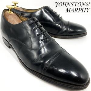 ☆即決・送料無料☆ JOHNSTON&MURPHY ジョンストンマーフィー ストレートチップ 黒 ブラック 約25cm 革靴 ビジネスシューズ 本革 メンズ